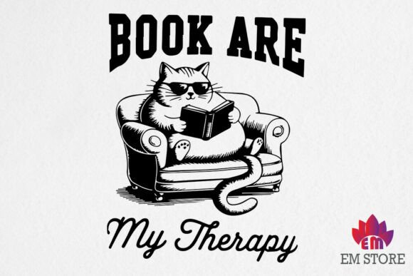 Books Are My Therapy - Book Lover SVG Graphics for Crafts