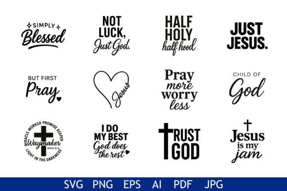 Christian Faith Quote Design Bundle: Premium Graphics for Crafts