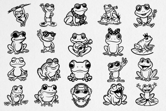 Funny Frog Clipart SVG, Baby PNG Bundle for Graphics and Crafts