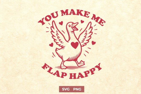 Funny Goose Love SVG PNG Flap Happy Graphics
