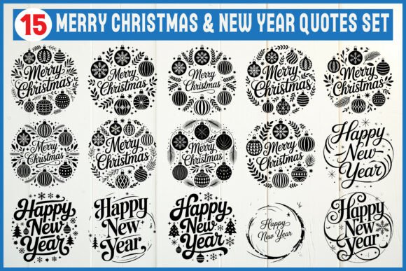 Merry Christmas New Year Quotes SVG for Graphics & Crafts