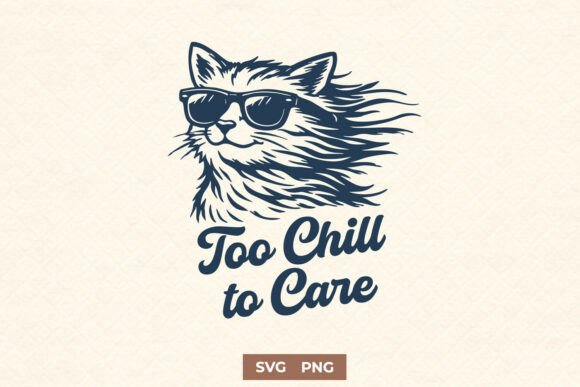 Too Chill to Care Cat SVG – Cool Cat PNG for Graphics and Crafts