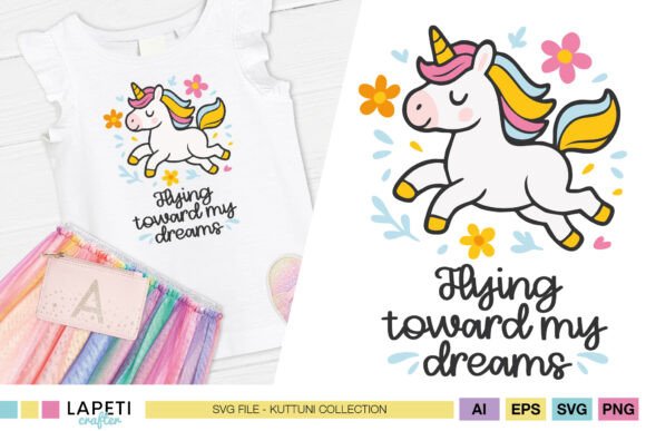 Unicorn SVG Flying Toward My Dreams Graphics and Crafts