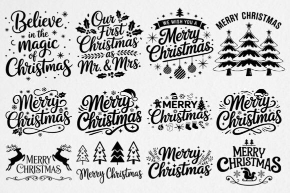 Vintage Christmas Quote Bundle for Graphics and Crafts